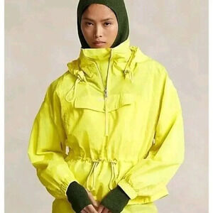 New $348 Ralph Lauren Women Hooded Packable Ripstop Windbreaker Coat Size Large